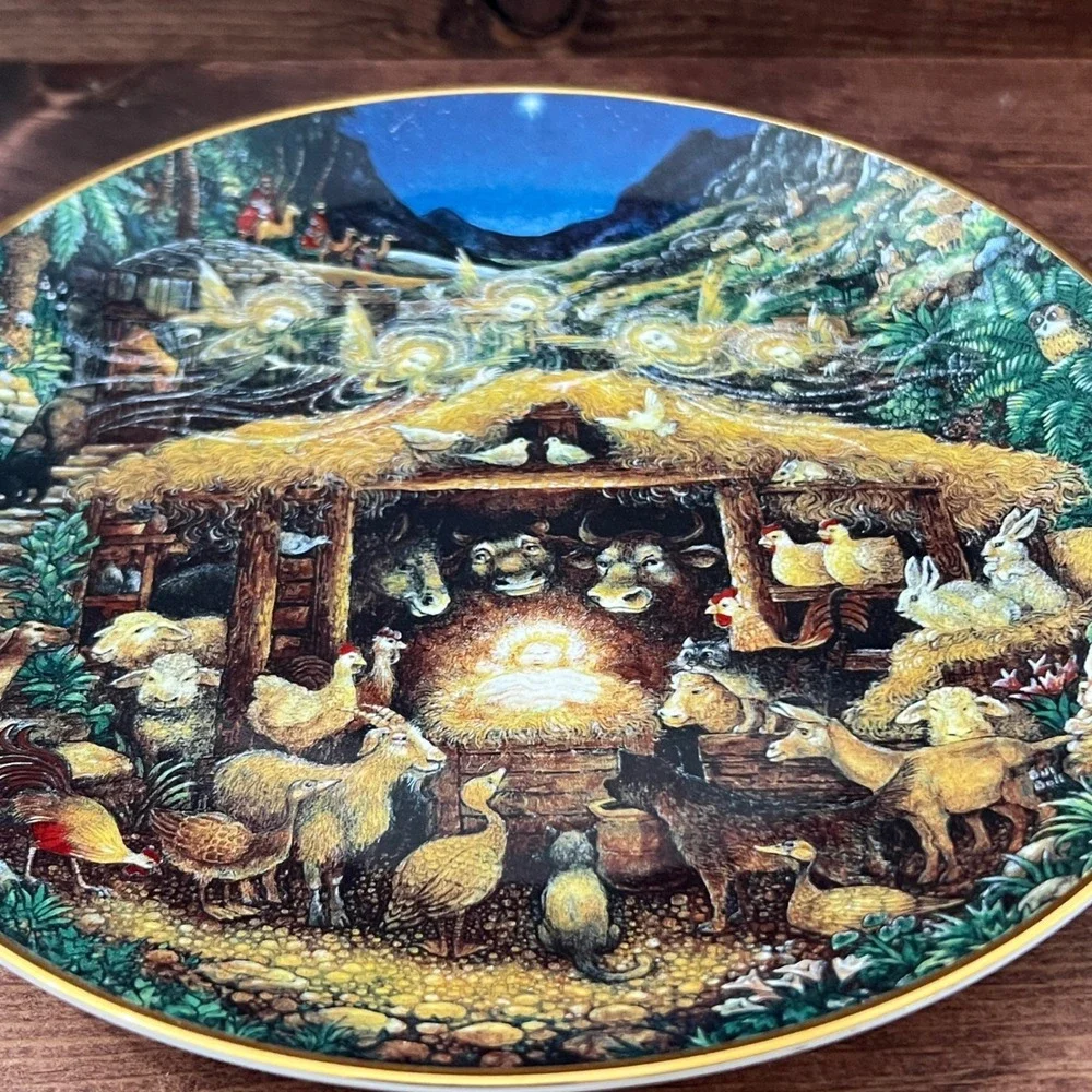 Franklin Mint Away in a Manger Bill Bell Nativity Collector Plate Limited EDT